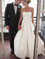 Glamorous Satin Strapless Neckline A-line Wedding Dresses WD134