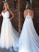 BohoProm Wedding Dresses Glamorous Tulle Jewel Neckline A-line Wedding Dresses With Appliques & Beadings WD049