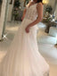 Gorgeous Tulle V-neck Neckline A-line Wedding Dresses With Appliques WD111