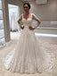 Gorgeous Tulle V-neck Neckline Sweep Train A-line Wedding Dresses With Appliques WD028