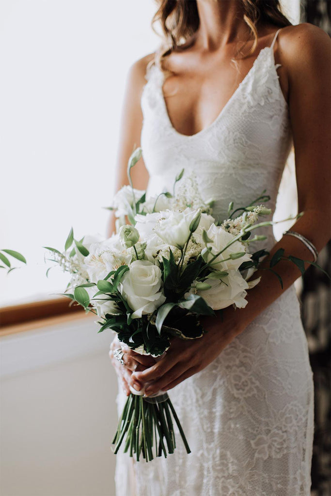 Graceful Lace Spaghetti Straps Neckline Sheath Wedding Dress WD068 –  BohoProm