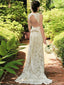 Marvelous Lace V-neck Neckline Cut-out Sheath Wedding Dress WD055
