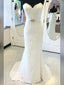 Mermaid Sweetheart Sweep Train Satin Lace Beaded Rhine Stone Wedding Dresses SWD001