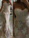 BohoProm Wedding Dresses Mermaid Sweetheart Sweep Train Tulle Appliqued Beaded Wedding Dresses SWD010