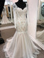 Mermaid Sweetheart Sweep Train Tulle Appliqued Long Wedding Dresses APD2675