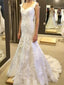 Mermaid Sweetheart Sweep Train Tulle Appliqued Wedding Dresses ASD26730