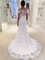 Modern Mermaid Wedding Dresses Lace Short Sleeves Gowns WD063