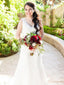 Modern Lace V-neck Neckline Chapel Train Sheath Wedding Dresses With Belt WD095