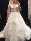 Outstanding Organza V-neck Neckline A-line Wedding Dresses With Beadings WD076