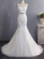 Outstanding Tulle Bateau Neckline Mermaid Wedding Dresses With Appliques WD116