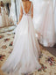 Outstanding Tulle V-neck Neckline A-line Wedding Dresses With Appliques WD131