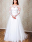 Popular Tulle Bateau Neckline Chapel Train A-line Wedding Dresses With Lace WD006