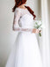 BohoProm Wedding Dresses Popular Tulle Bateau Neckline Chapel Train A-line Wedding Dresses With Lace WD006