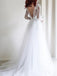 BohoProm Wedding Dresses Popular Tulle Bateau Neckline Chapel Train A-line Wedding Dresses With Lace WD006
