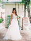 Popular Tulle Scoop Neckline A-line Wedding Dresses With Appliques WD136