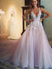 BohoProm Wedding Dresses Popular Tulle V-neck Neckline Wedding Dresses With Flowers WD038