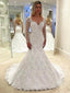 Shining Lace V-neck Neckline Mermaid Wedding Dresses With Beaded Appliques WD031
