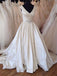 BohoProm Wedding Dresses Simple Satin V-neck Neckline Cap Sleeves A-line Wedding Dresses With Rhinestones WD026