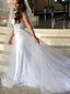 Stunning Lace V-neck Neckline 2 In 1 Wedding Dresses With Beaded Appliques WD075
