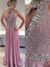SheerGirl prom dresses A-line Beaded Bodice Halter Long Chiffon Prom Dresses APD2810