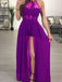 SheerGirl prom dresses US 0 / Purple A-line Halter See-through Black Chiffon Sexy Long Prom Dresses APD2722
